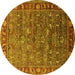 Round Oriental Yellow Traditional Rug, urb2345yw