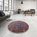 Round Machine Washable Industrial Modern Rosy Brown Pink Rug in a Office, wshurb2345