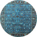 Round Oriental Light Blue Traditional Rug, urb2345lblu