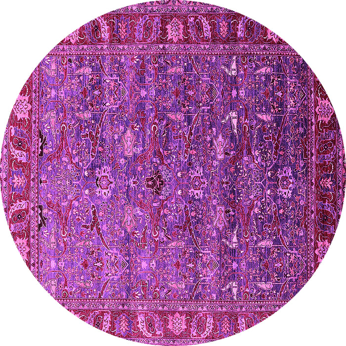 Round Oriental Pink Traditional Rug, urb2345pnk