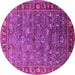 Round Oriental Pink Traditional Rug, urb2345pnk