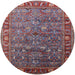 Round Mid-Century Modern Rosy Brown Pink Oriental Rug, urb2345