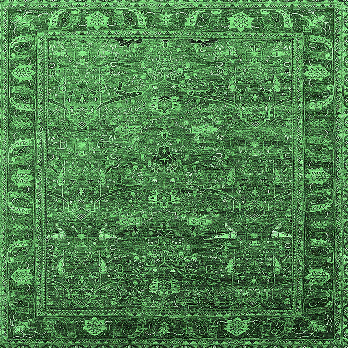 Square Oriental Emerald Green Traditional Rug, urb2345emgrn