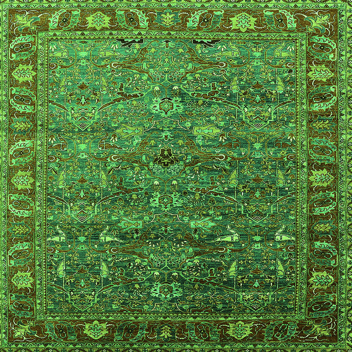 Square Oriental Green Traditional Rug, urb2345grn