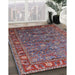 Mid-Century Modern Rosy Brown Pink Oriental Rug in Family Room, urb2345