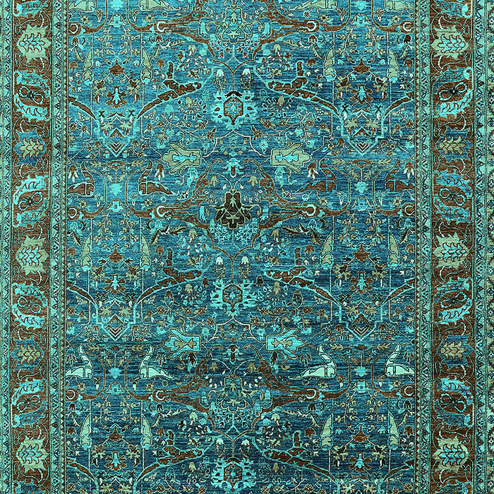 Machine Washable Oriental Turquoise Traditional Area Rugs, wshurb2345turq
