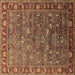 Square Oriental Brown Traditional Rug, urb2345brn