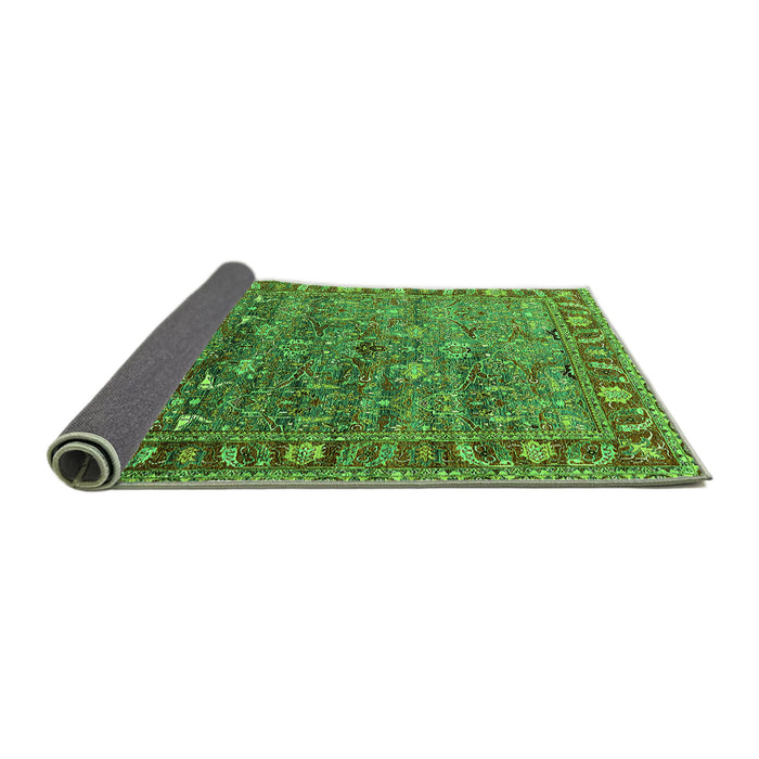 Sideview of Oriental Green Traditional Rug, urb2345grn