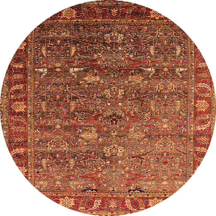 Round Oriental Orange Traditional Rug, urb2345org