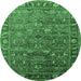 Round Oriental Emerald Green Traditional Rug, urb2345emgrn