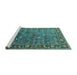 Sideview of Machine Washable Oriental Turquoise Traditional Area Rugs, wshurb2345turq