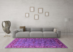 Machine Washable Oriental Purple Traditional Area Rugs in a Living Room, wshurb2345pur