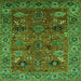 Square Oriental Green Traditional Rug, urb2346grn