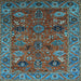 Square Oriental Light Blue Traditional Rug, urb2346lblu