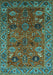 Machine Washable Oriental Turquoise Traditional Area Rugs, wshurb2346turq