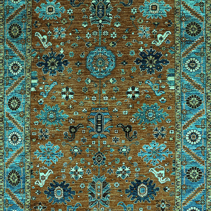 Machine Washable Oriental Turquoise Traditional Area Rugs, wshurb2346turq