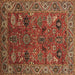 Square Oriental Brown Traditional Rug, urb2346brn