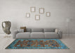 Machine Washable Oriental Light Blue Traditional Rug in a Living Room, wshurb2346lblu