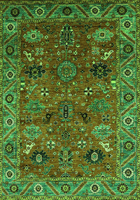 Oriental Green Traditional Rug, urb2346grn