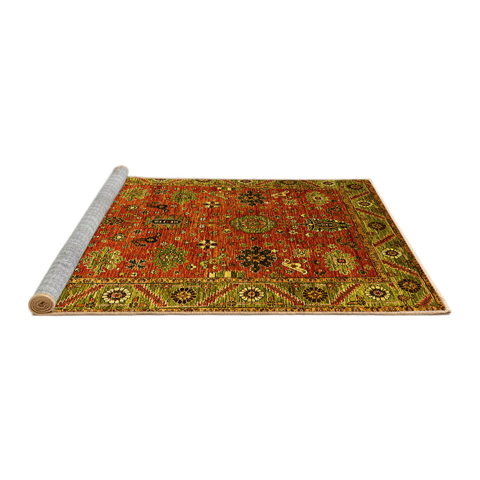 Sideview of Machine Washable Oriental Yellow Traditional Rug, wshurb2346yw
