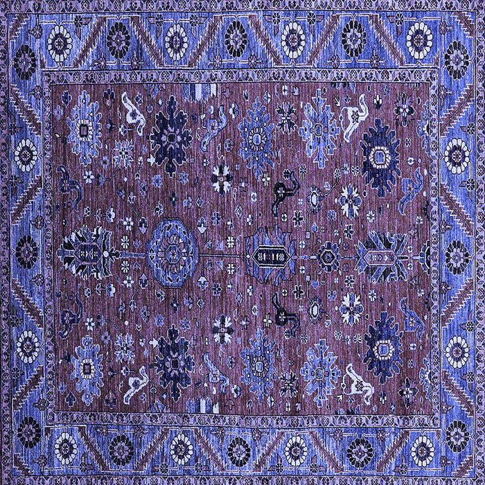 Square Machine Washable Oriental Blue Traditional Rug, wshurb2346blu