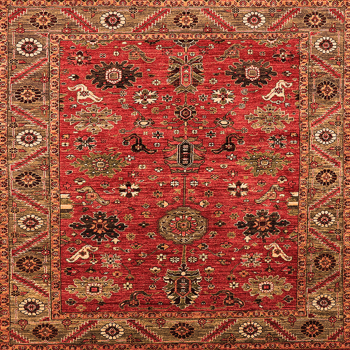 Square Oriental Orange Traditional Rug, urb2346org