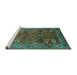 Sideview of Machine Washable Oriental Turquoise Traditional Area Rugs, wshurb2346turq