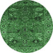 Round Oriental Emerald Green Traditional Rug, urb2346emgrn