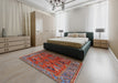 Mid-Century Modern Rose Purple Oriental Rug in a Bedroom, urb2346