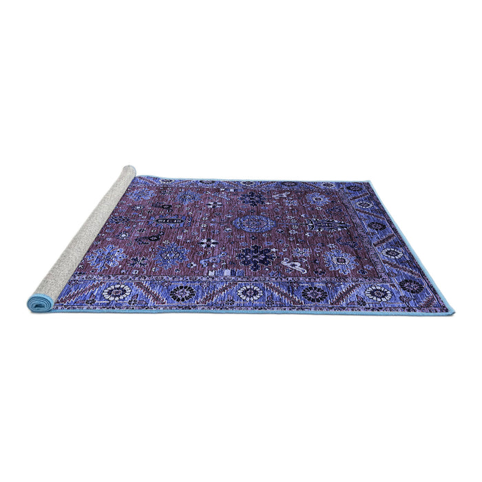 Sideview of Machine Washable Oriental Blue Traditional Rug, wshurb2346blu