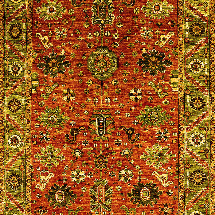 Machine Washable Oriental Yellow Traditional Rug, wshurb2346yw