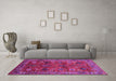 Machine Washable Oriental Pink Traditional Rug in a Living Room, wshurb2346pnk