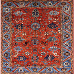 Square Mid-Century Modern Rose Purple Oriental Rug, urb2346