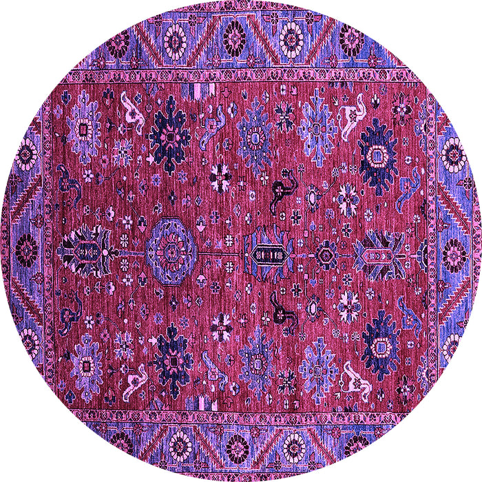 Round Machine Washable Oriental Purple Traditional Area Rugs, wshurb2346pur