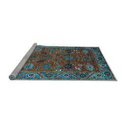 Sideview of Machine Washable Oriental Light Blue Traditional Rug, wshurb2346lblu