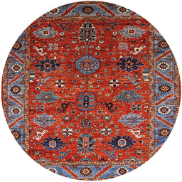 Round Mid-Century Modern Rose Purple Oriental Rug, urb2346