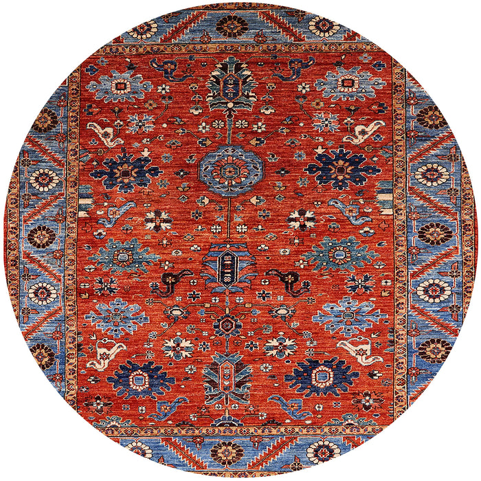 Round Mid-Century Modern Rose Purple Oriental Rug, urb2346