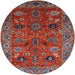 Round Mid-Century Modern Rose Purple Oriental Rug, urb2346