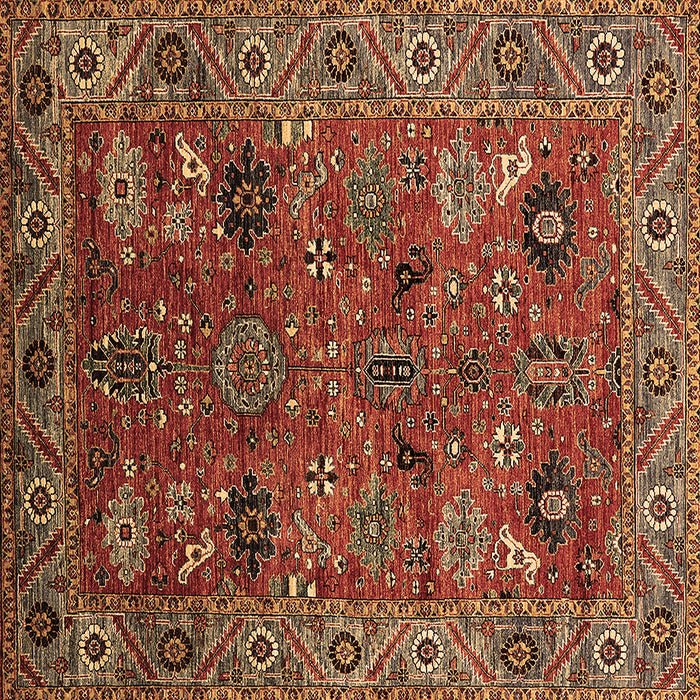 Square Machine Washable Oriental Brown Traditional Rug, wshurb2346brn
