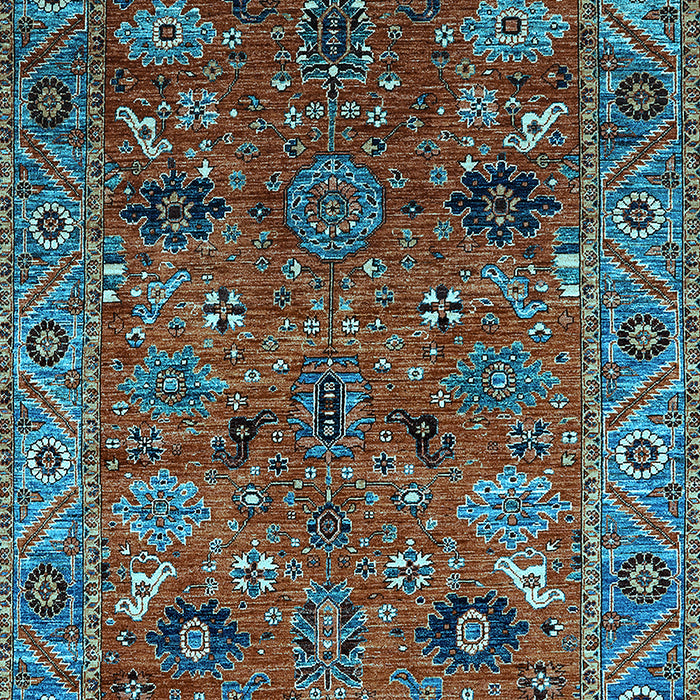 Machine Washable Oriental Light Blue Traditional Rug, wshurb2346lblu