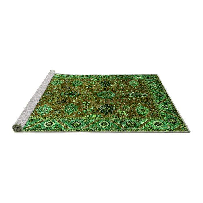 Sideview of Machine Washable Oriental Green Traditional Area Rugs, wshurb2346grn