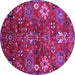 Round Oriental Pink Industrial Rug, urb2347pnk