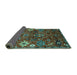 Sideview of Oriental Turquoise Industrial Rug, urb2347turq