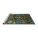 Sideview of Machine Washable Oriental Turquoise Industrial Area Rugs, wshurb2347turq