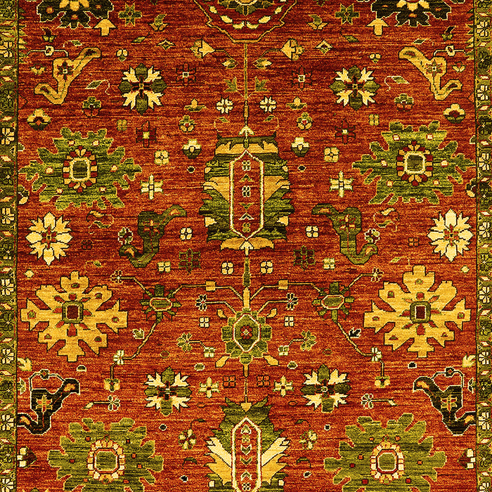 Machine Washable Oriental Yellow Industrial Rug, wshurb2347yw