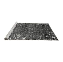 Sideview of Machine Washable Oriental Gray Industrial Rug, wshurb2347gry