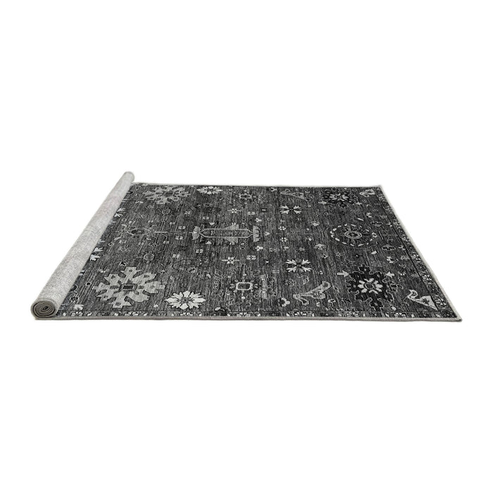 Sideview of Machine Washable Oriental Gray Industrial Rug, wshurb2347gry