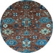 Round Oriental Light Blue Industrial Rug, urb2347lblu