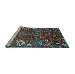 Sideview of Machine Washable Oriental Light Blue Industrial Rug, wshurb2347lblu