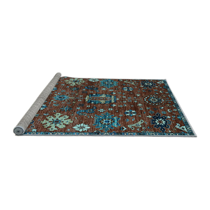Sideview of Machine Washable Oriental Light Blue Industrial Rug, wshurb2347lblu